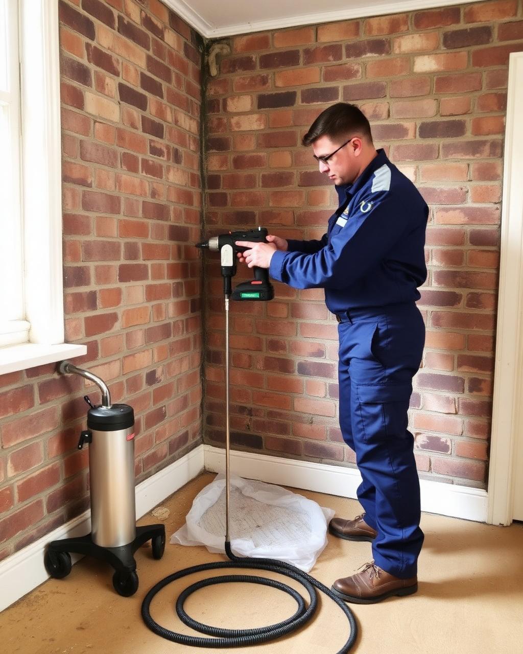 A technician treating an internal wall, typical of our work across Wallsend
